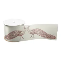 MARSALA AND IVORY VINTAGE PEACOCK Ribbon