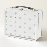 Christmas snowflakes and dots pattern metal lunch box