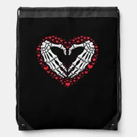 Skeleton Hand Heart Valentines Day Funny Couple Drawstring Bag