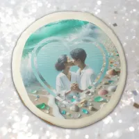 Pretty Sea Glass Photo Wedding  Sugar Cookie