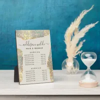 Holographic Signature Script Glitter Price Menu Plaque