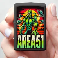 Neon UFOs Hover Over Area 51 Zippo Lighter