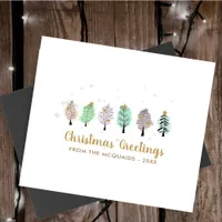 Cute  Christmas Greetings Pastel Trees Holiday Card