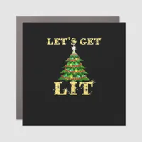 Let's Get Lit Funny Christmas Drinking Classic Car Magnet