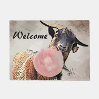 Adorable Bubblegum Billy Goat Welcome DoorMat