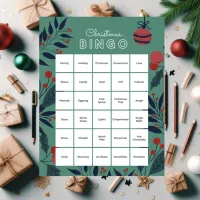 Green Floral Christmas Bingo Jigsaw Puzzle