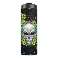 Extraterrestrial Alien Skulls and Flowers  Thermal Tumbler