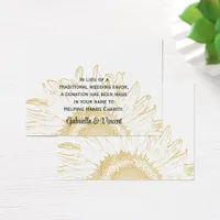 Sunflower Graphic Wedding Charity Favor Card