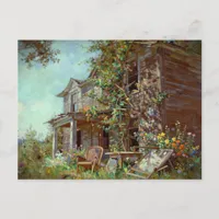 Abandoned House in Iowa Furniture in the Yard Postcard