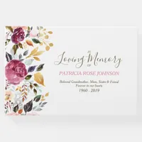 Watercolor Rose Memorial Funeral Remembrance Guest Book