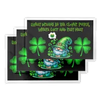 Cute St Patrick's Gnome Sleeping on black | Acrylic Tray