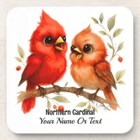Charming Northern Cardinal  Beverage Coaster