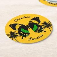 Jamaican Swallowtail Butterfly Tropical Round Paper Coaster