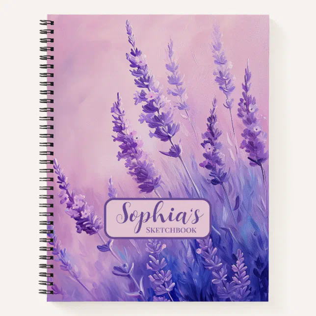 Lavender Flowers Field Illustration Notebook