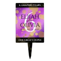 Elegant 6th Amethyst Wedding Anniversary Cake Topper