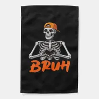 Bruh Skeleton Hand Heart Halloween Costumes Men Cl Garden Flag