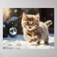 *~*  Fluffy Kitty Cat 5:4  Kitten AP68 Snow Bubble Poster