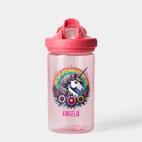 Magical Colorful Unicorn and Rainbow Personalized Water Bottle