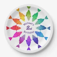 Rainbow fish in ocean cute colorful pattern  paper plates