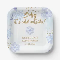 Blue Baby its Cold Outside Winter Baby Shower Paper Plates