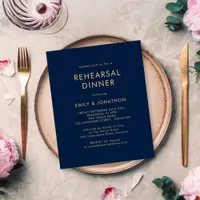 Value Gold Navy Blue Rehearsal Dinner Invitation Flyer