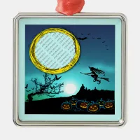 Halloween Witch, Jack o' Lanterns, Photo Frame Metal Ornament