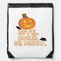 Bite Drink Be Scary Halloween Drawstring Bag