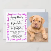 Puppy Pawty - Pink Girl Pet - Dog Birthday Puppy Invitation