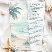 Tropical Beach Funeral Sympathy Memorial Prayer Bookmarks
