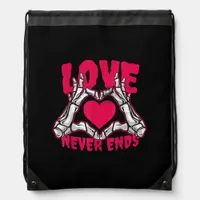 Funny Valentines Day Skeleton Heart Hands Drawstring Bag