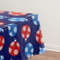 Christmas blue and red ornaments with snowflakes tablecloth