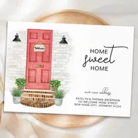 Home Sweet Home New Address Red Door Watercolor Announcement