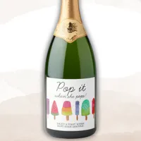 Cute Colorful Popsicle Pop It When She Pops Sparkling Wine Label