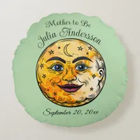 Over the Moon Baby Shower Celebration Round Pillow