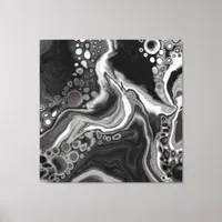 Black and White Marble Digital Fluid Art   Canvas Print