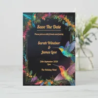 Hummingbird Dark Botanical Theme Invitation