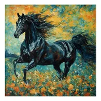 Galloping Black Stallion Acrylic Print