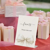 Favor sign beige cream bow