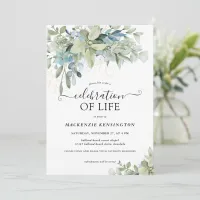 Simple Greenery Celebration of Life Memorial Invitation