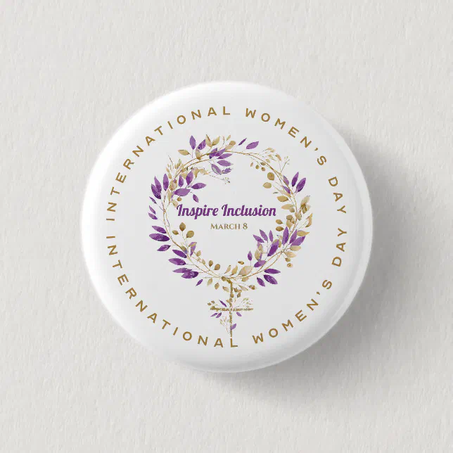 Floral Female Sign Women's Day March 20 Button