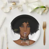 Black Woman Paper Plates