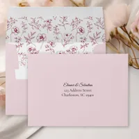 Elegant Vintage Romance Burgundy Wedding RSVP Envelope