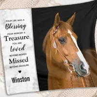 Personalized Photo Pet Loss Horse Memorial Fleece Blanket