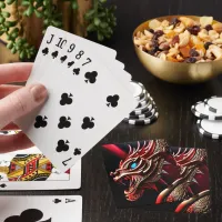 Fire breathing dragon red and gold scales poker cards