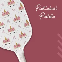 Unicorn Monogram Initial Pattern Pickleball Paddle