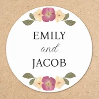 Personalized Elegant Wildflower Boho Chic Wedding Classic Round Sticker