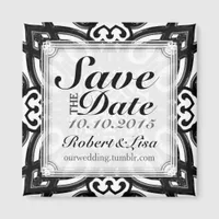 Twin Hearts Black White Decor Save the Date Magnet