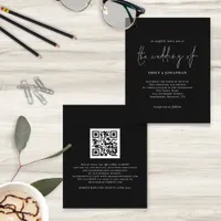 Budget Simple White Black QR Code Wedding Invite