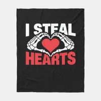 Steal Hearts Valentines Day Funny Skeleton Hand Cl Fleece Blanket