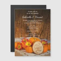 Rustic Pumpkins Fall Barn Wedding Magnetic Invitation